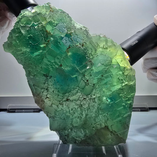 XXL Phantom Fluorite Cube Specimen, stepped, green Omehane, Namibia 180*103*46mm #12661
