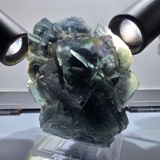 Große Phantom Fluorit Würfel Stufe, parkettiert Okorusu, Namibia 97*84*65mm #12662