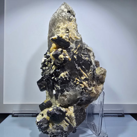 XXL Rauchquarz, Fluorit, Schörl Turmalin, Hyalit, Muskovit Erongo, Namibia 226*125*90mm #12685