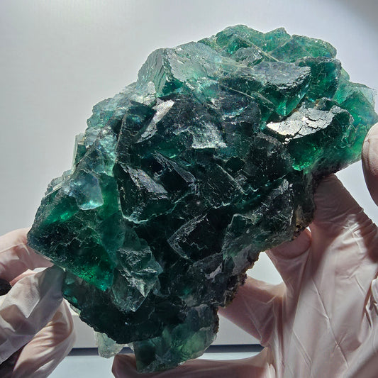 XXL Phantom Fluorit Würfel Stufe, parkettiert, grün Okorusu Namibia 170*116*54mm #12697