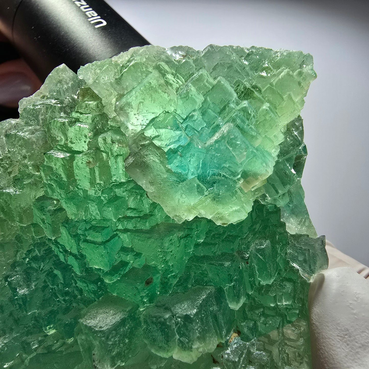Seltene Phantom Fluorit Würfel Stufe, grün blau gestuft Omehane, Namibia 99*41*30mm #12714
