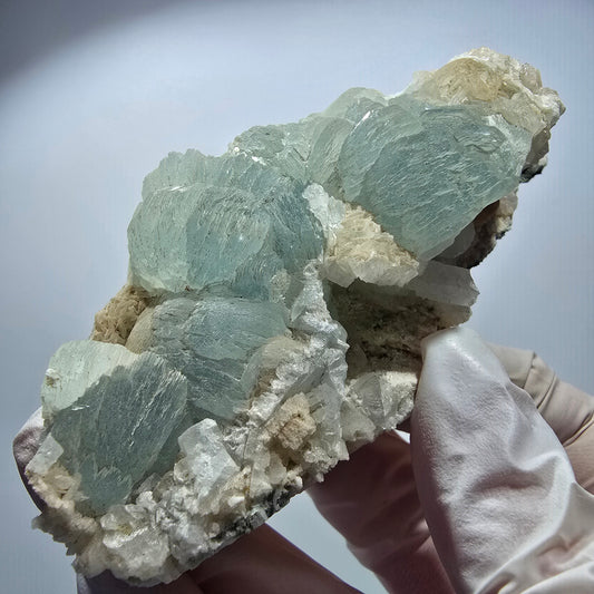 Prehnite sphere, Quartz tips on Matrix, Goboboseb, Namibia 100*47*29mm #12726