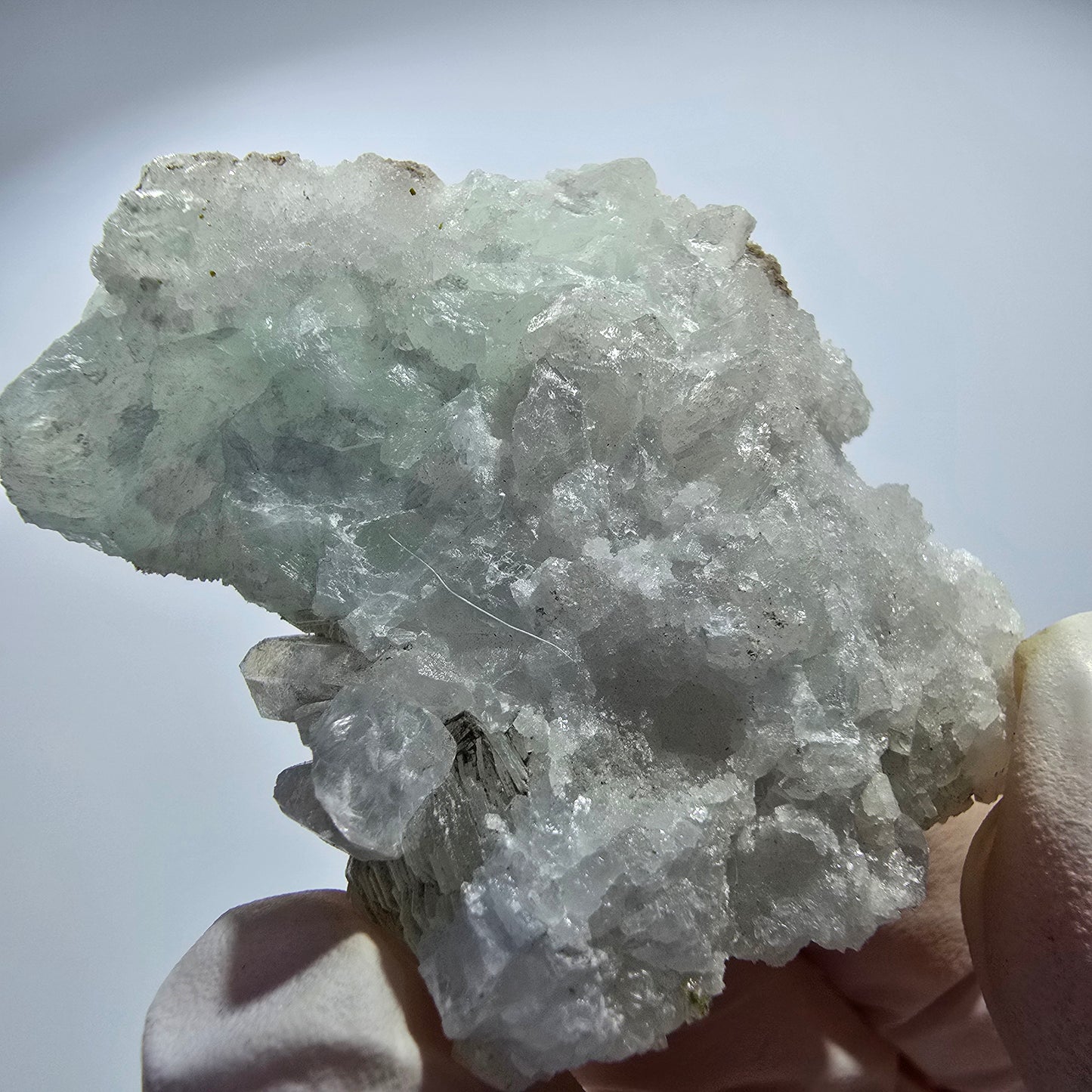 Prehnit Kugel, Calcit Würfel, Quarz auf Matrix Goboboseb, Namibia 48*37*20mm #12754