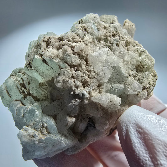 Seltene Prehnit Kugel, Quarz, Rauchquarz Stufe Goboboseb, Namibia 60*45*35mm #12769