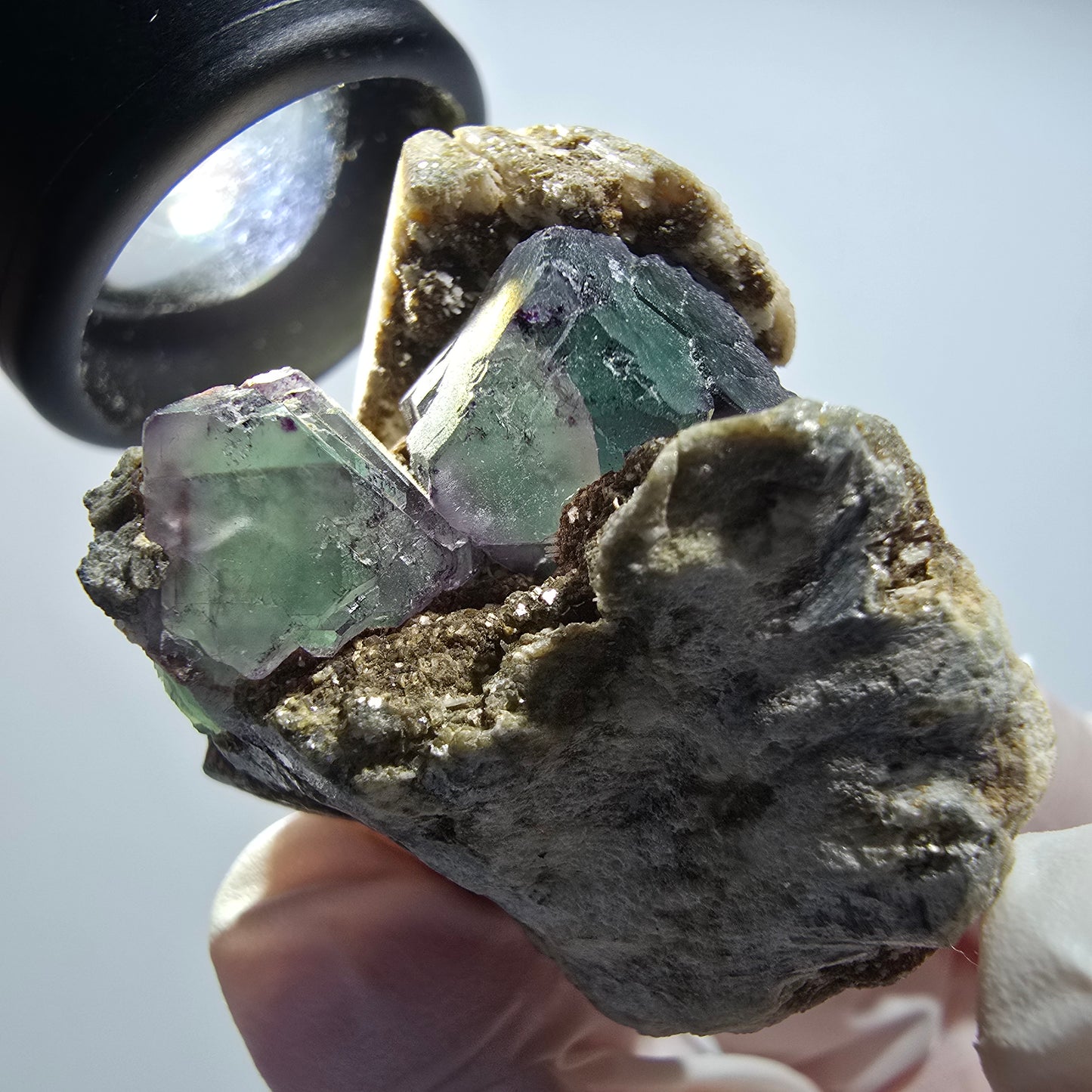Seltene Phantom Fluorit, Orthoklas, Muskovit Stufe Erongo Namibia 38*32*32mm #12800