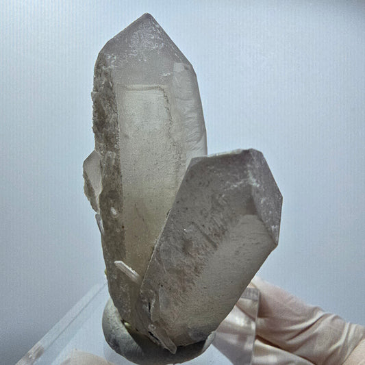 Skelett Rauchquarz Zwilling, Schörl Turmalin, Muskovit Erongo Namibia 72*49*27mm #12818