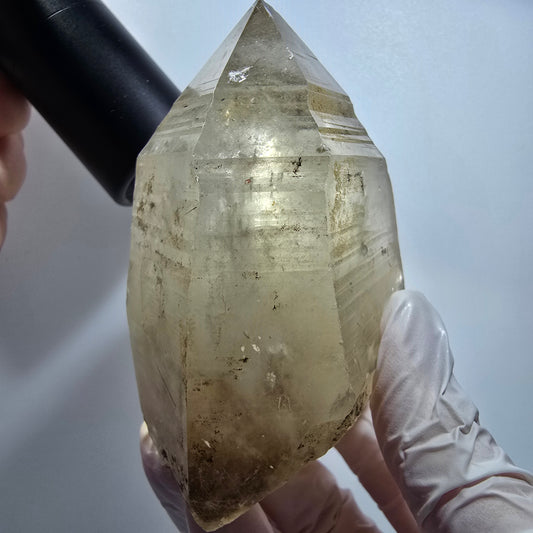 Skelett Rauchquarz, Schörl Turmalin Kristallspitze Erongo, Namibia 90*73*47mm #12823