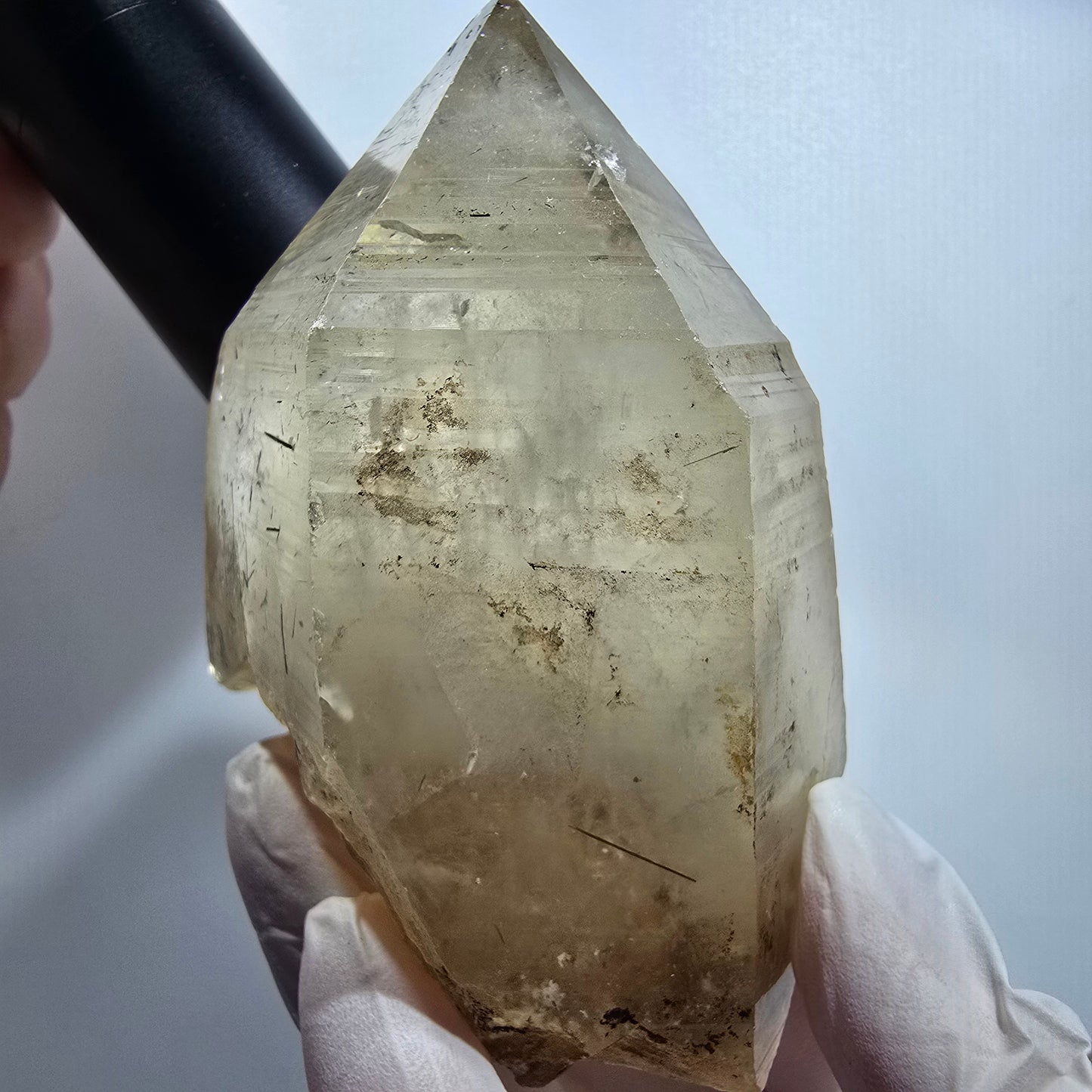 Skelett Rauchquarz, Schörl Turmalin Kristallspitze Erongo, Namibia 90*73*47mm #12823