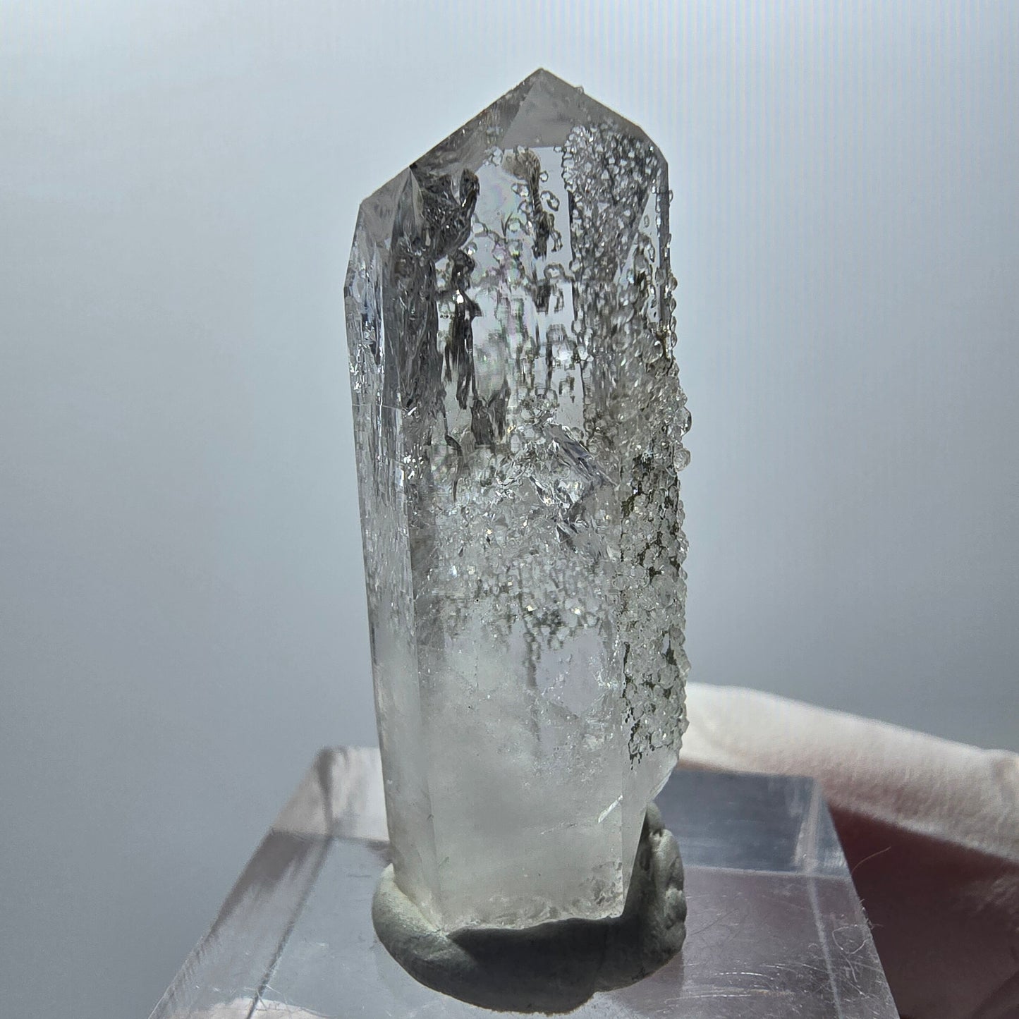 Clear Quartz Point with Analcime Tip Streep Mine Goboboseb Namibia 36*12*11mm #12865