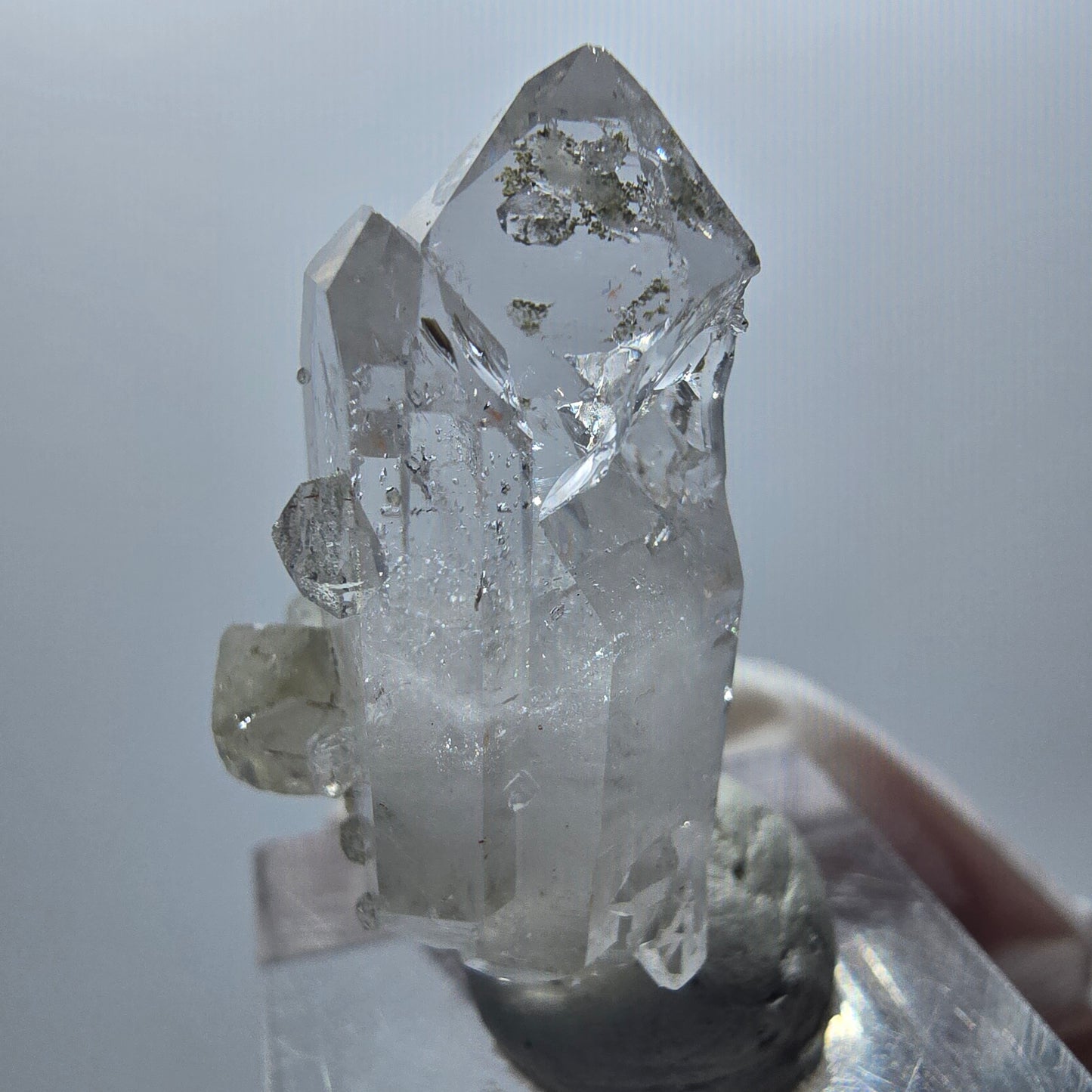 Skeletal Smoky Quartz Double Terminated with Analcime, Calcite Streep Mine Namibia 34*19*12mm #12868