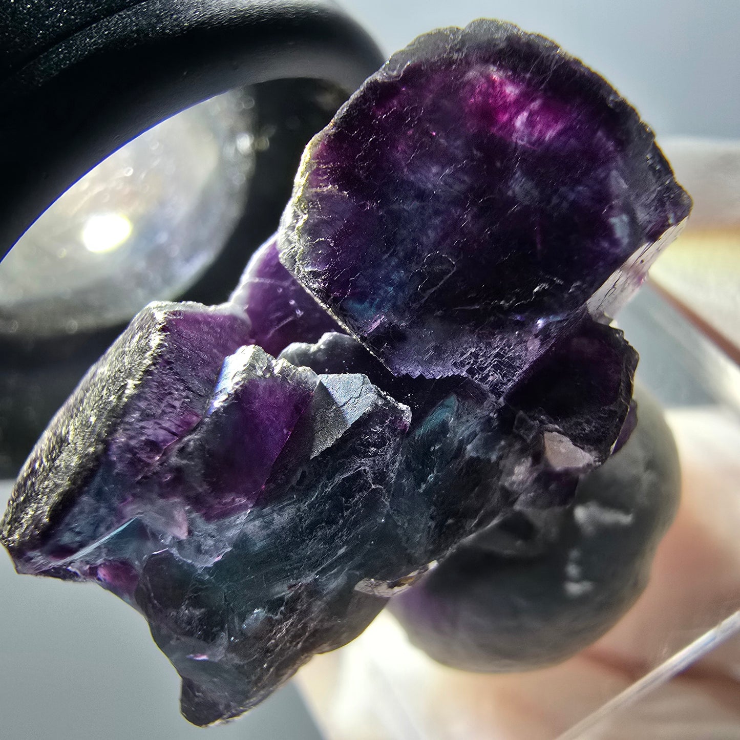 Seltene Phantom Fluorit Würfel Stufe, blau lila grün Okorusu, Namibia 25*24*17mm #12886