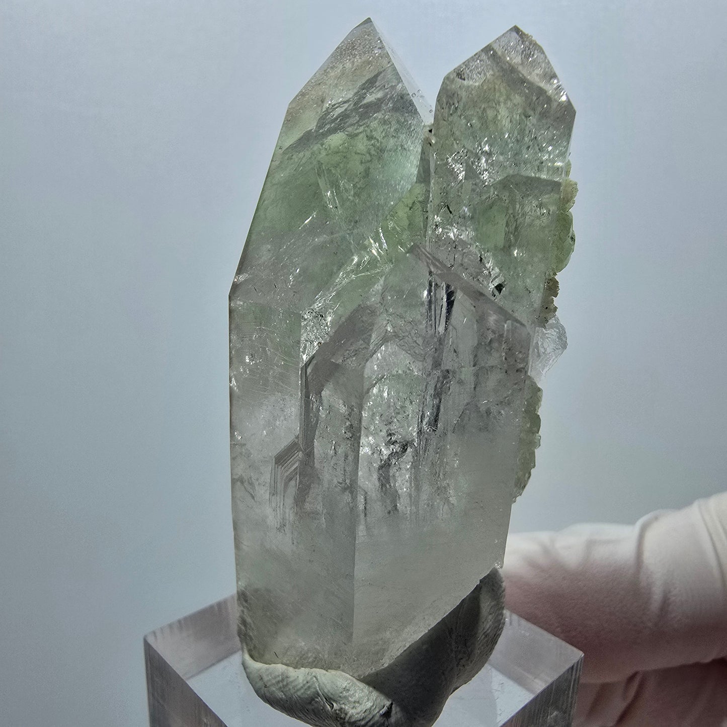 Sehr klare Lemurian Quarz Prehnit Stufe Streep Mine Goboboseb Namibia 58*32*26mm #12943