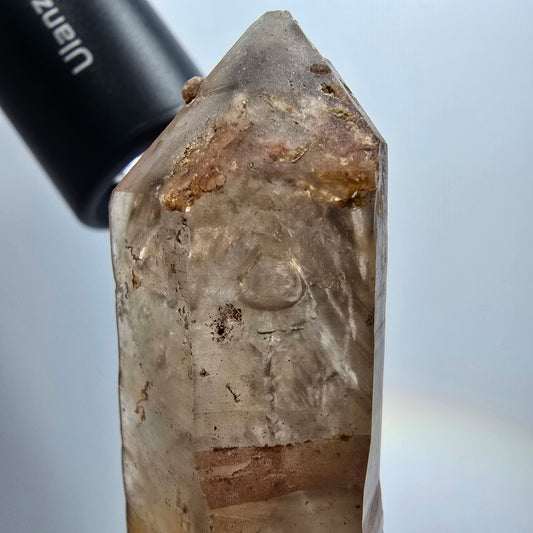 Skelett Phantom Rauchquarz Doppelender, 5x Blase (große) Goboboseb, Namibia 74*23*16mm #12962