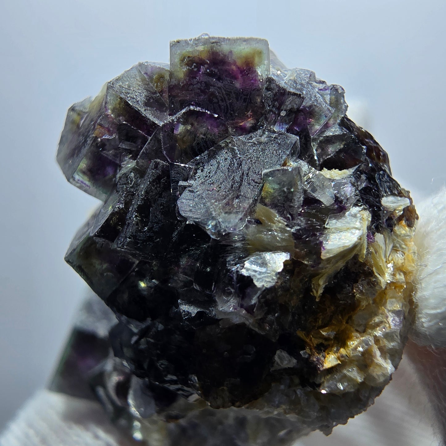 Cube de fluorite fantôme coloré, spécimen de quartz fumé muscovite, Erongo, Namibie, 48 x 32 x 29 mm