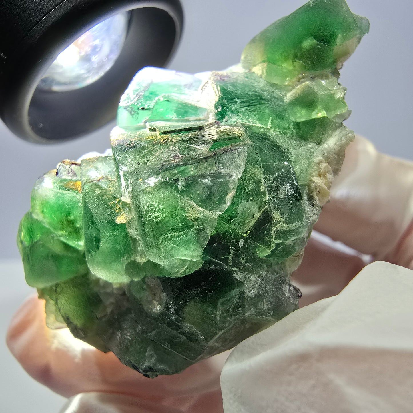 Cube de fluorite fantôme, spécimen de tourmaline scholle muscovite hyalite, Erongo, Namibie, 42 x 36 x 28 mm