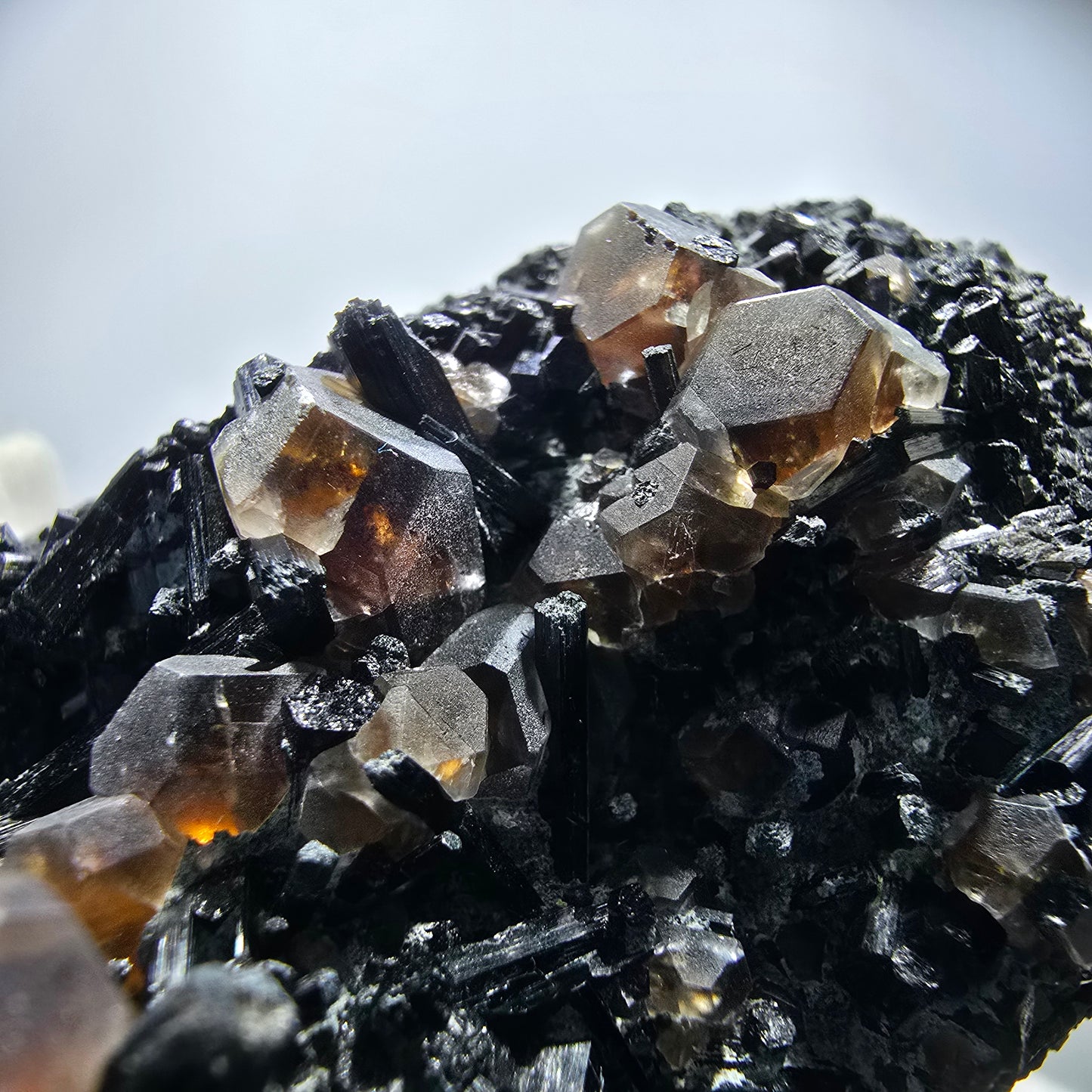 Phantom Fluorite Cube Brown, Schorl Tourmaline Specimen Erongo, Namibia 81*49*36mm