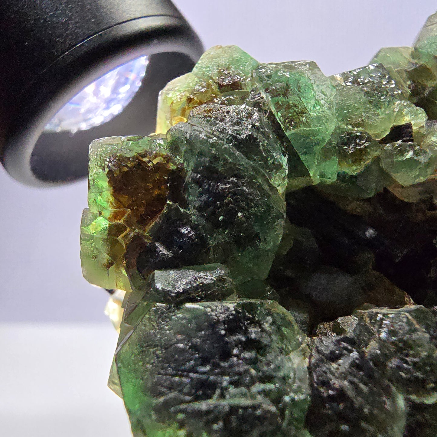 Fluorite fantôme Schörl Tourmaline Hyalite Quartz fumé Erongo Namibie 77*60*57mm