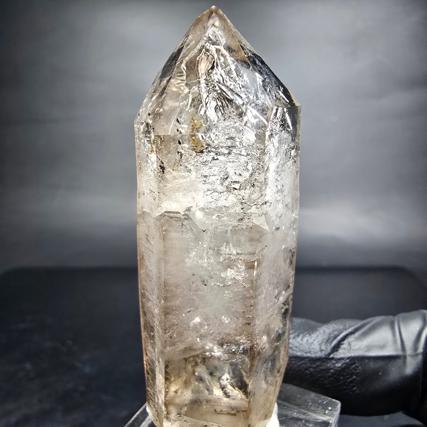 Points à double terminaison en quartz fumé fantôme clair Goboboseb namibie 62*25*19mm