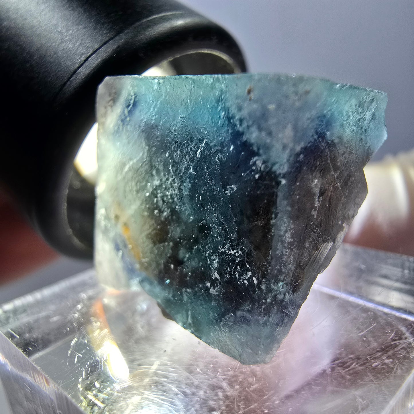 Phantom Fluorite cube parquetted, green purple Okorusu, Namibia 18*18*17mm