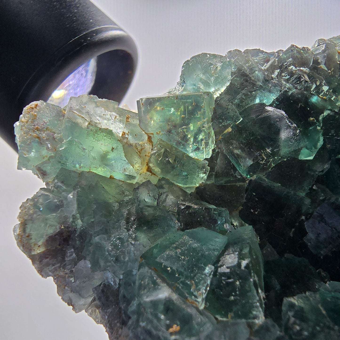Seltene Phantom Fluorit Würfel Stufe parkettiert grün Okorusu Namibia 80*68*21mm #13027