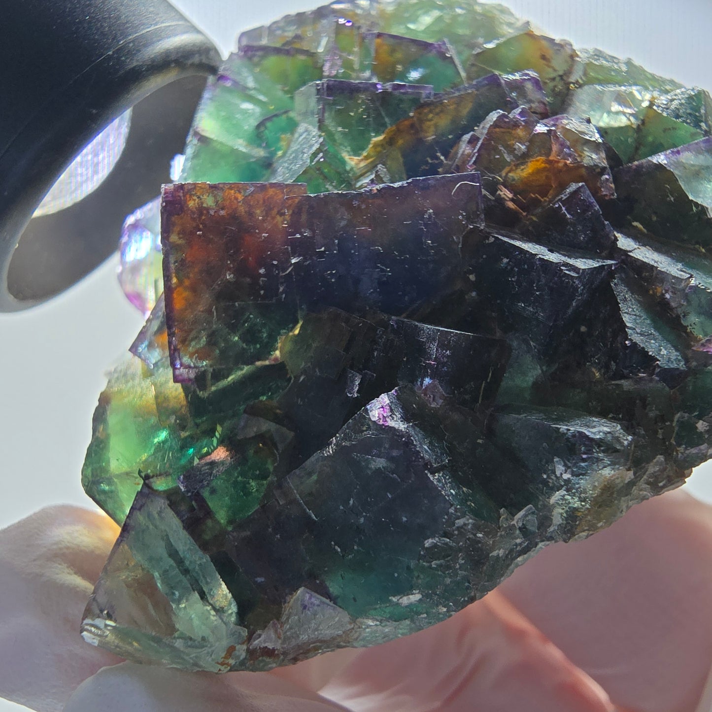 Seltene Phantom Fluorit Würfel Stufe, grün lila Okorusu, Namibia 63*56*21mm #13032