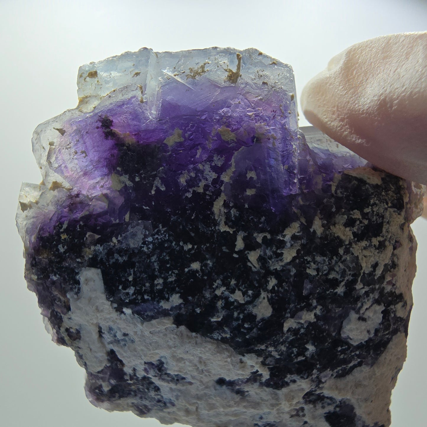 Seltene Phantom Fluorit Würfel Stufe, lila weiß Okorusu, Namibia 65*56*34mm #13035