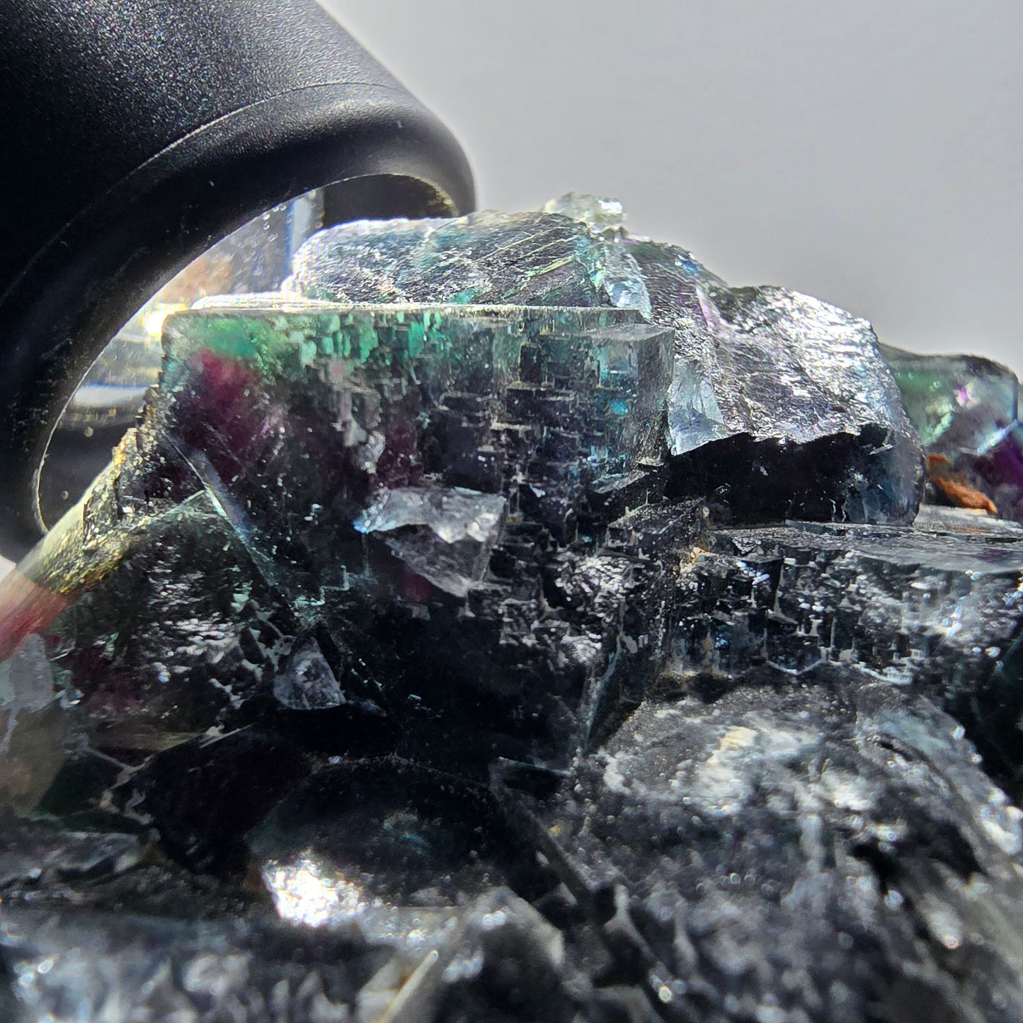 Seltene Phantom Fluorit Würfel Stufe, grün lila Okorusu, Namibia 68*57*22mm #13041