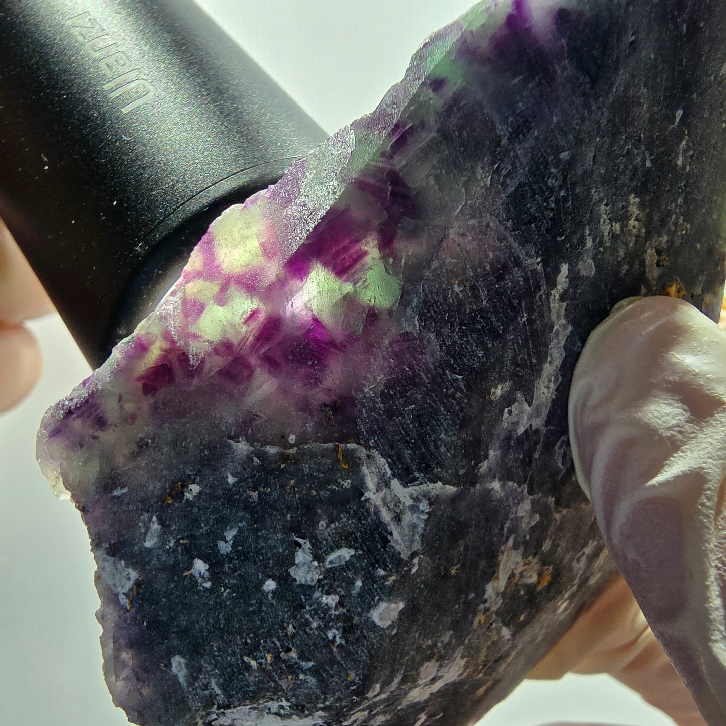 Phantom Fluorit Würfel, Quarz Stufe, grün lila Okorusu, Namibia 82*66*27mm #13048
