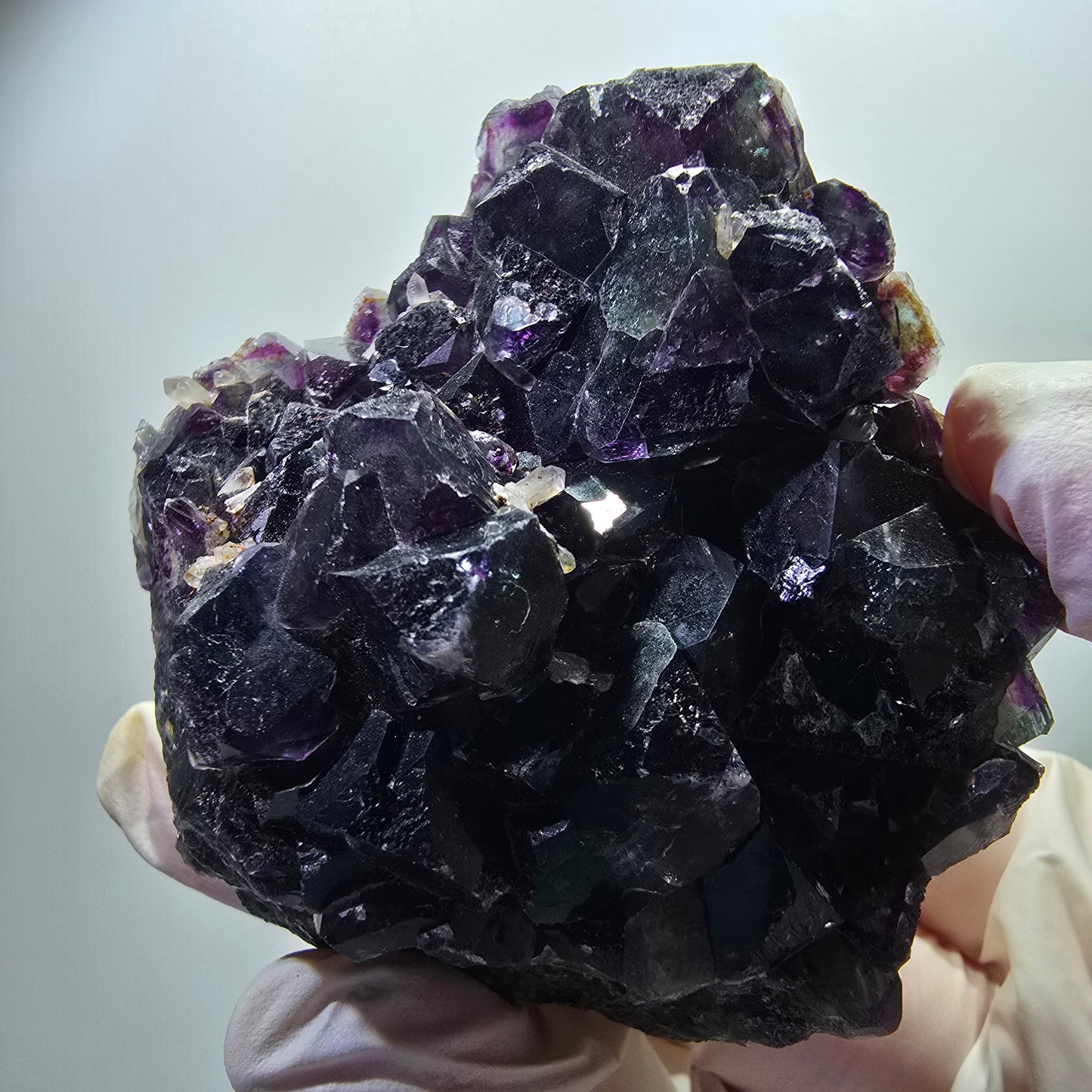 Phantom Fluorit Würfel, Quarz Stufe, grün lila Okorusu, Namibia 73*66*41mm #13050