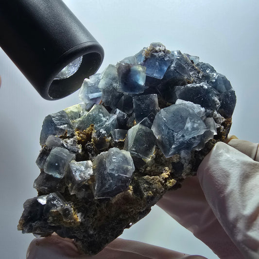 Phantom Fluorit Würfel, Quarz Stufe, grün lila Okorusu, Namibia 82*50*24mm #13057