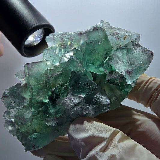 Phantom Fluorit Würfel Stufe, parkettiert grün Okorusu, Namibia 85*54*33mm #13062