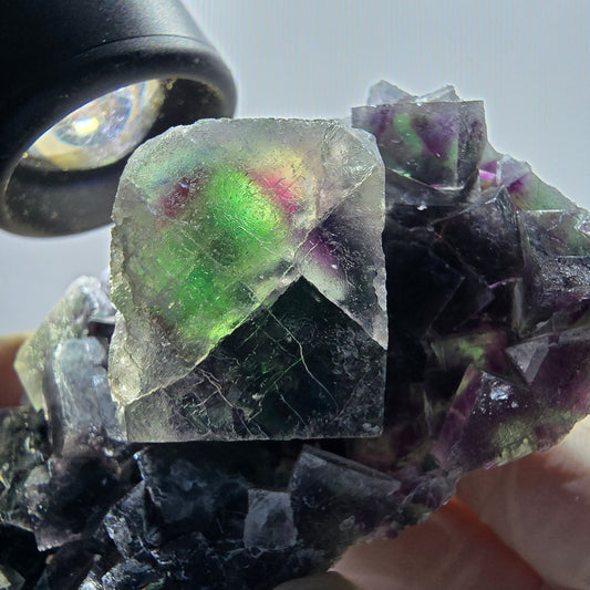 Phantom Fluorit Würfel Stufe, grün lila Okorusu, Namibia 95*53*32mm #13069