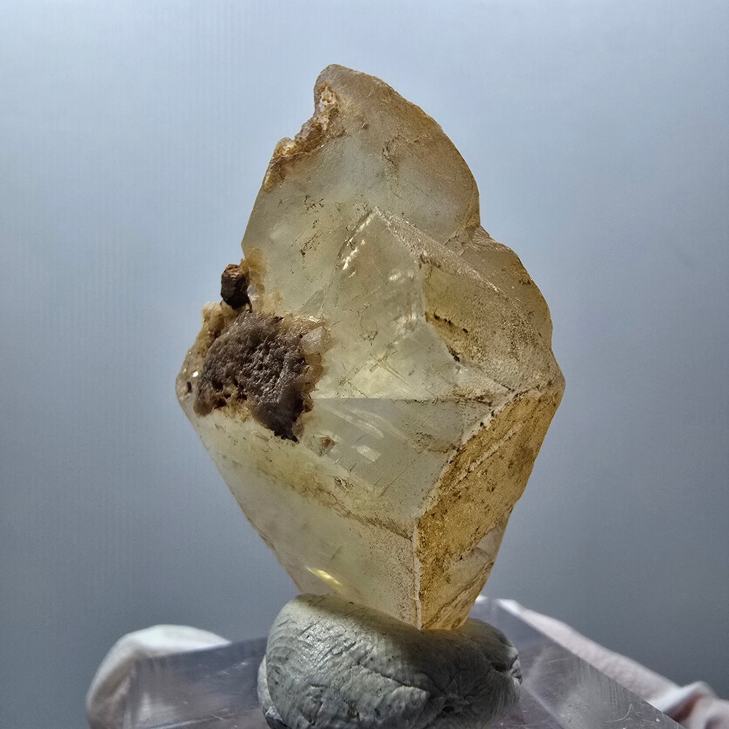 Seltene Calcit X Kristall Spitze, gelb Erongo, Namibia 38*24*19mm #13085