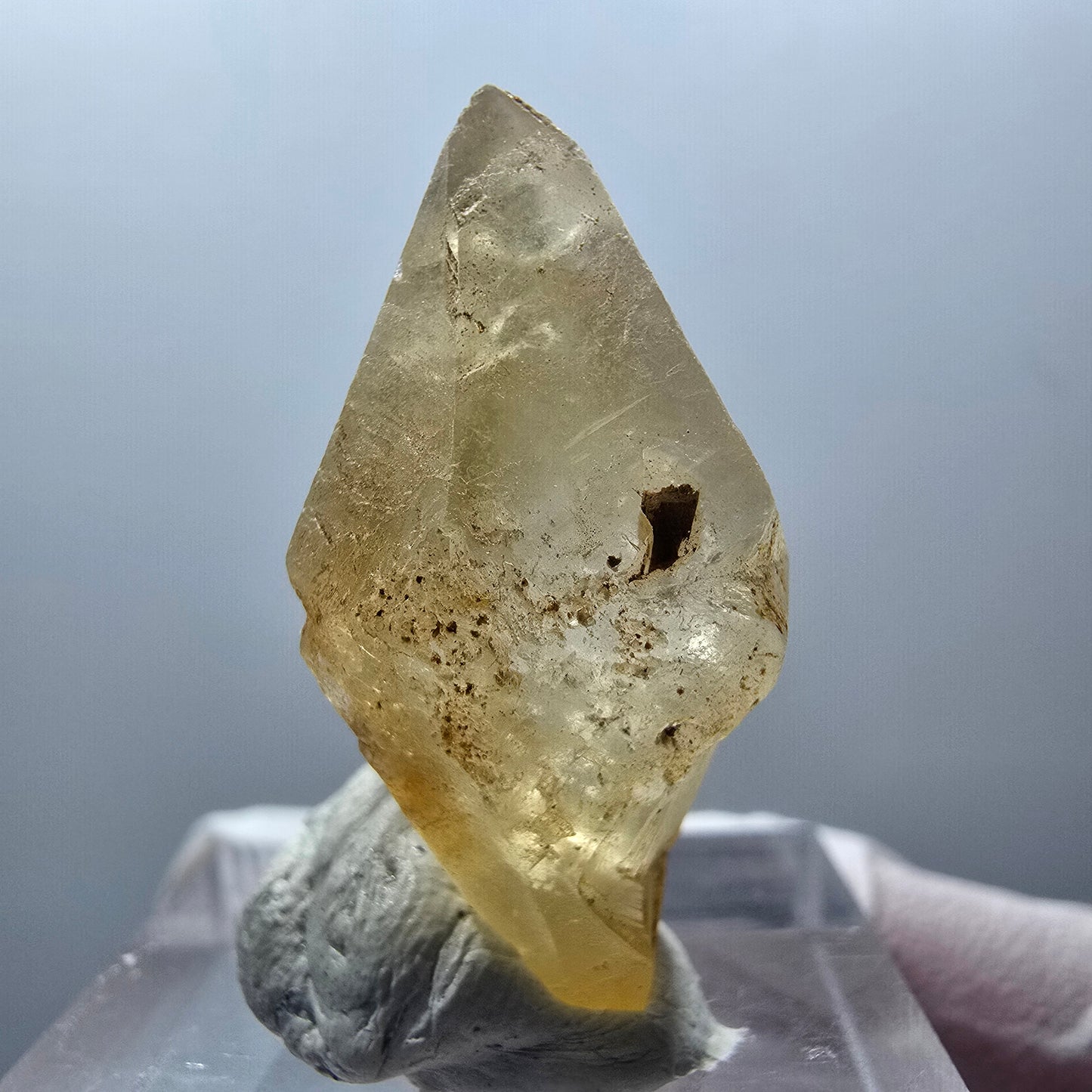 Seltene Calcit X Kristall Spitze, gelb Erongo, Namibia 29*16*15mm #13086