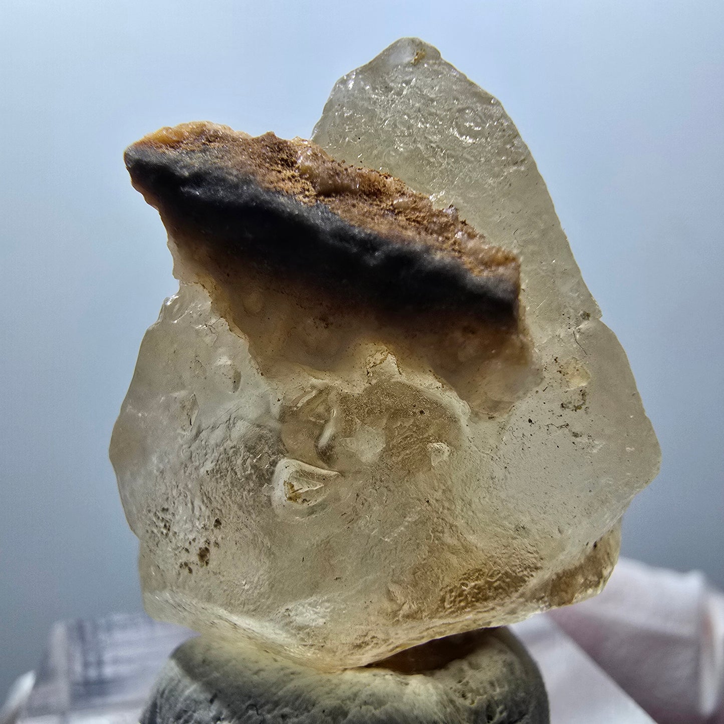 Seltene Calcit X auf Matrix Kristall Spitze, gelb Erongo, Namibia 30*24*18mm #13099