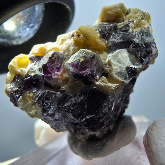 Phantom Fluorit, Hyalit Opal, Muskovit Stufe Erongo, Namibia 32*26*22mm #13120