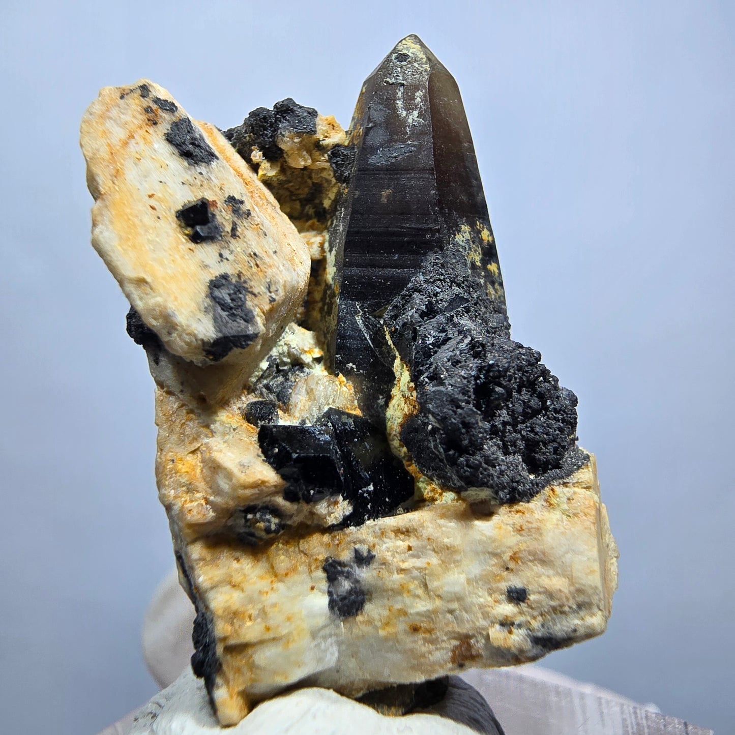 Schörl Turmalin, Rauchquarz DT, Orthoklas Stufe Erongo, Namibia 35*26*20mm #13152
