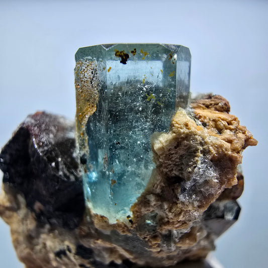 Seltene Aquamarin, Schörl Turmalin, Hyalit Opal Stufe Erongo, Namibia 38*32*25mm #13158