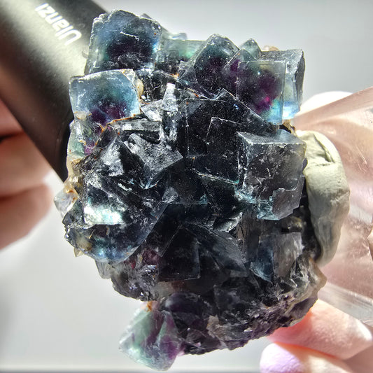 Seltene Phantom Fluorit Würfel Stufe, grün lila Okorusu, Namibia 50*38*21mm #13258