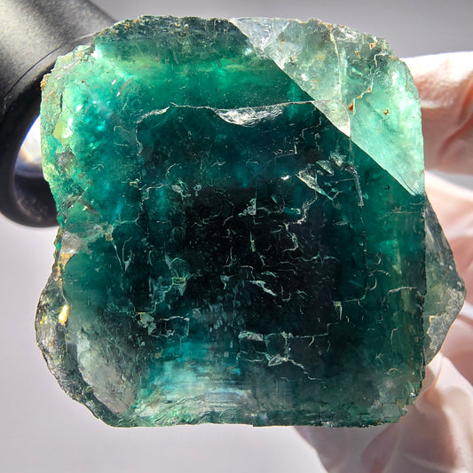 Phantom Fluorit Würfel Stufe, parkettiert grün Okorusu, Namibia 53*40*34mm #13266