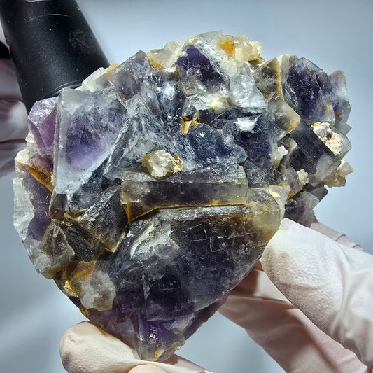 Große Phantom Fluorit Würfel Stufe, lila weiß Okorusu, Namibia 110*71*35mm #13304