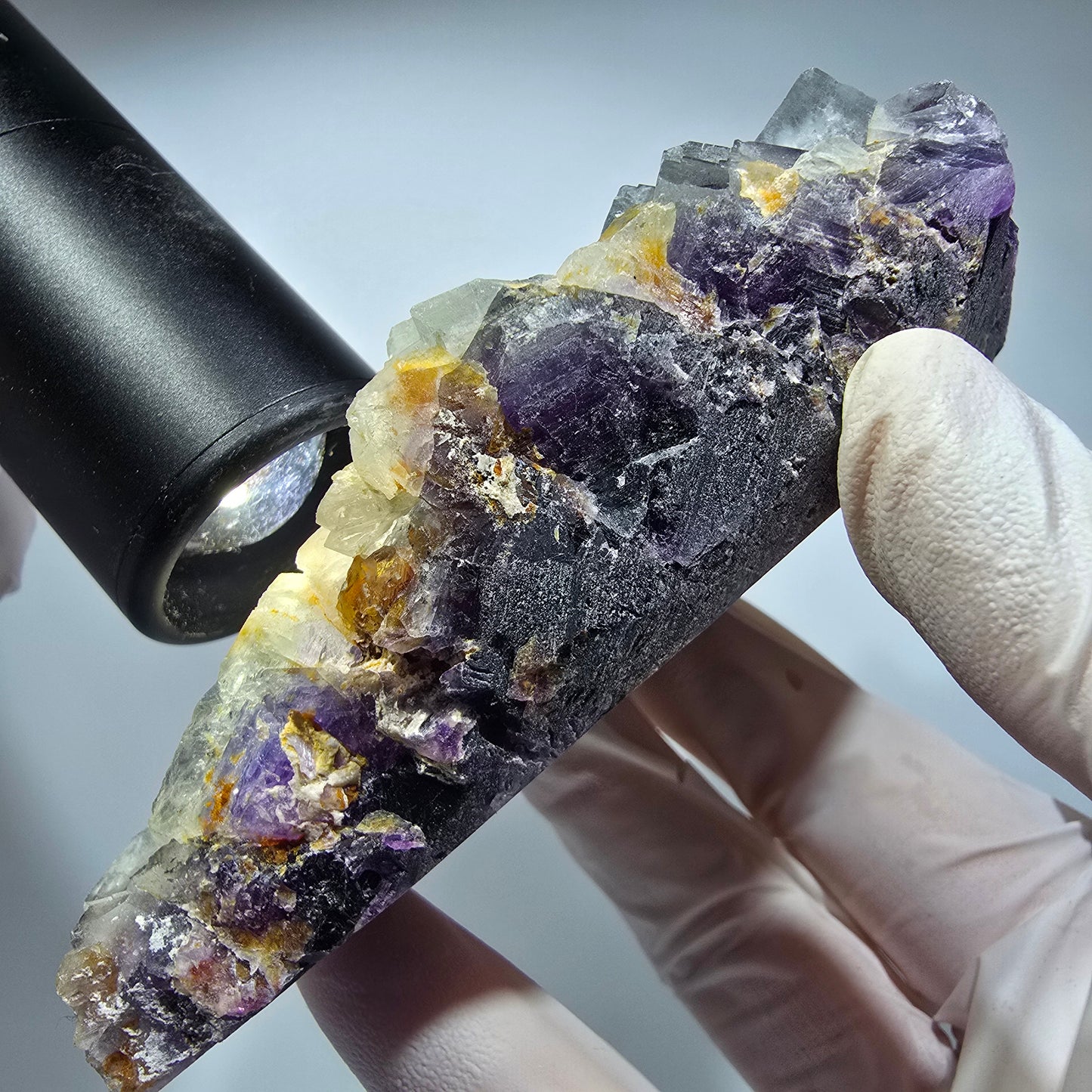 Große Phantom Fluorit Würfel Stufe, lila weiß Okorusu, Namibia 110*71*35mm #13304