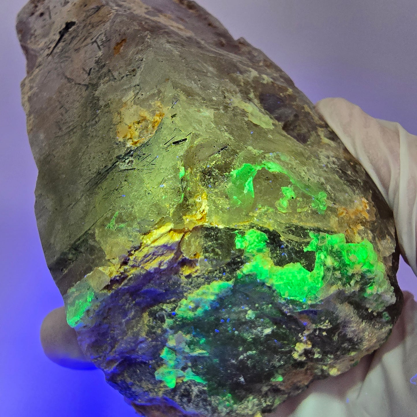 Große Skelett Rauchquarz, Fluorit, Hyalit, Schörl Turmalin Erongo, Namibia 138*71*75mm #13308