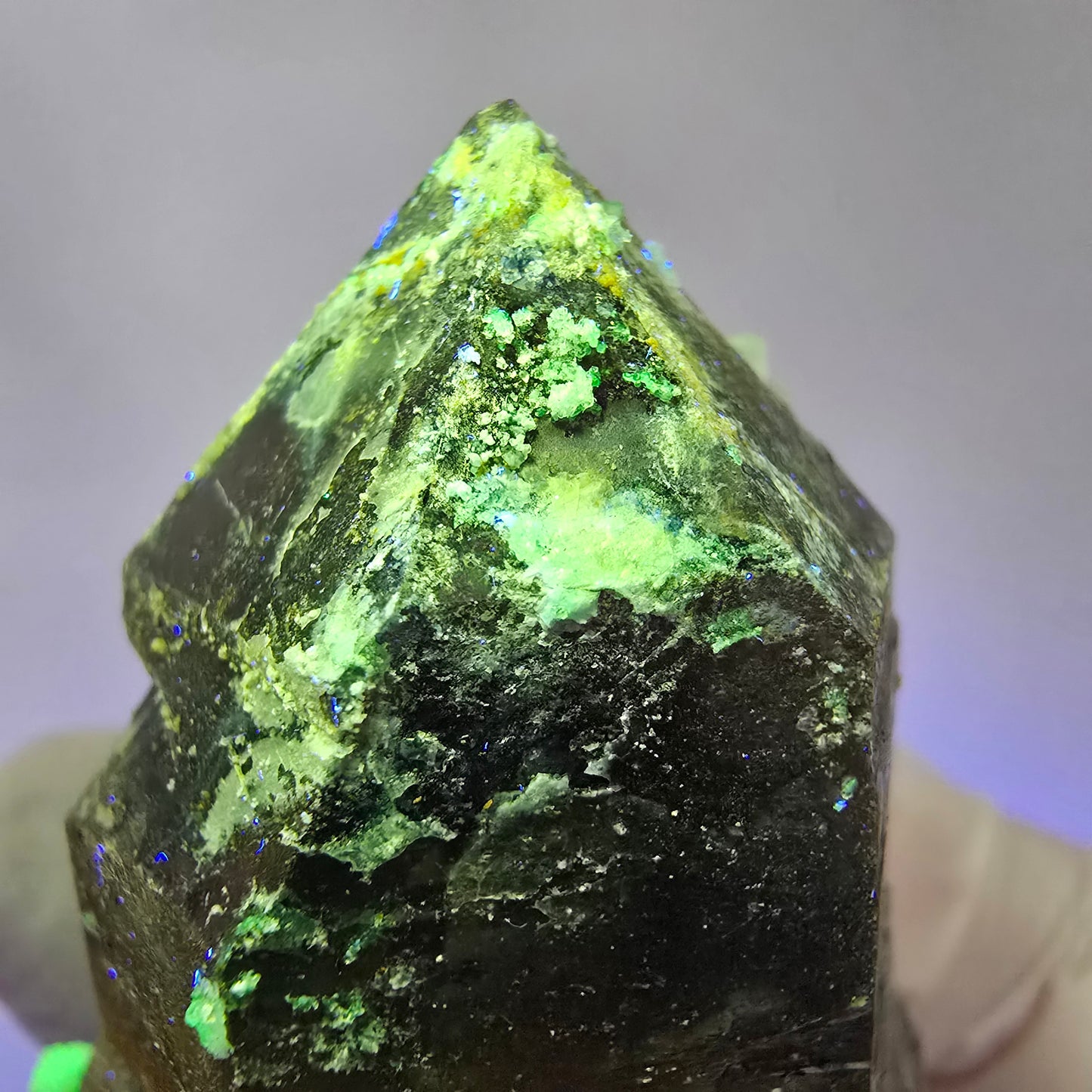 Zepter Rauchquarz mit Hyalit, Schörl Turmalin, Muskovit Erongo, Namibia 73*48*36mm #13310