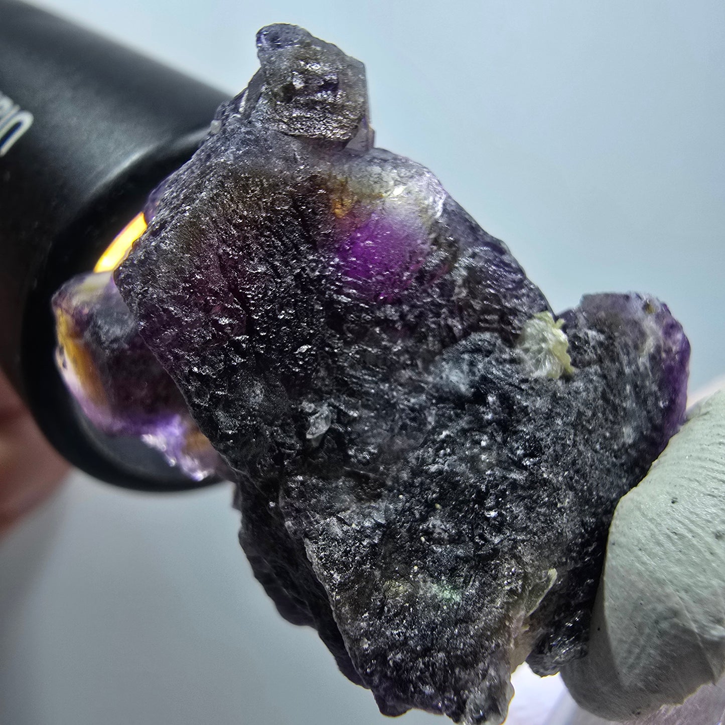 Bunte Phantom Fluorit, Hyalit Opal Stufe Erongo Namibia 33*26*18mm #13334
