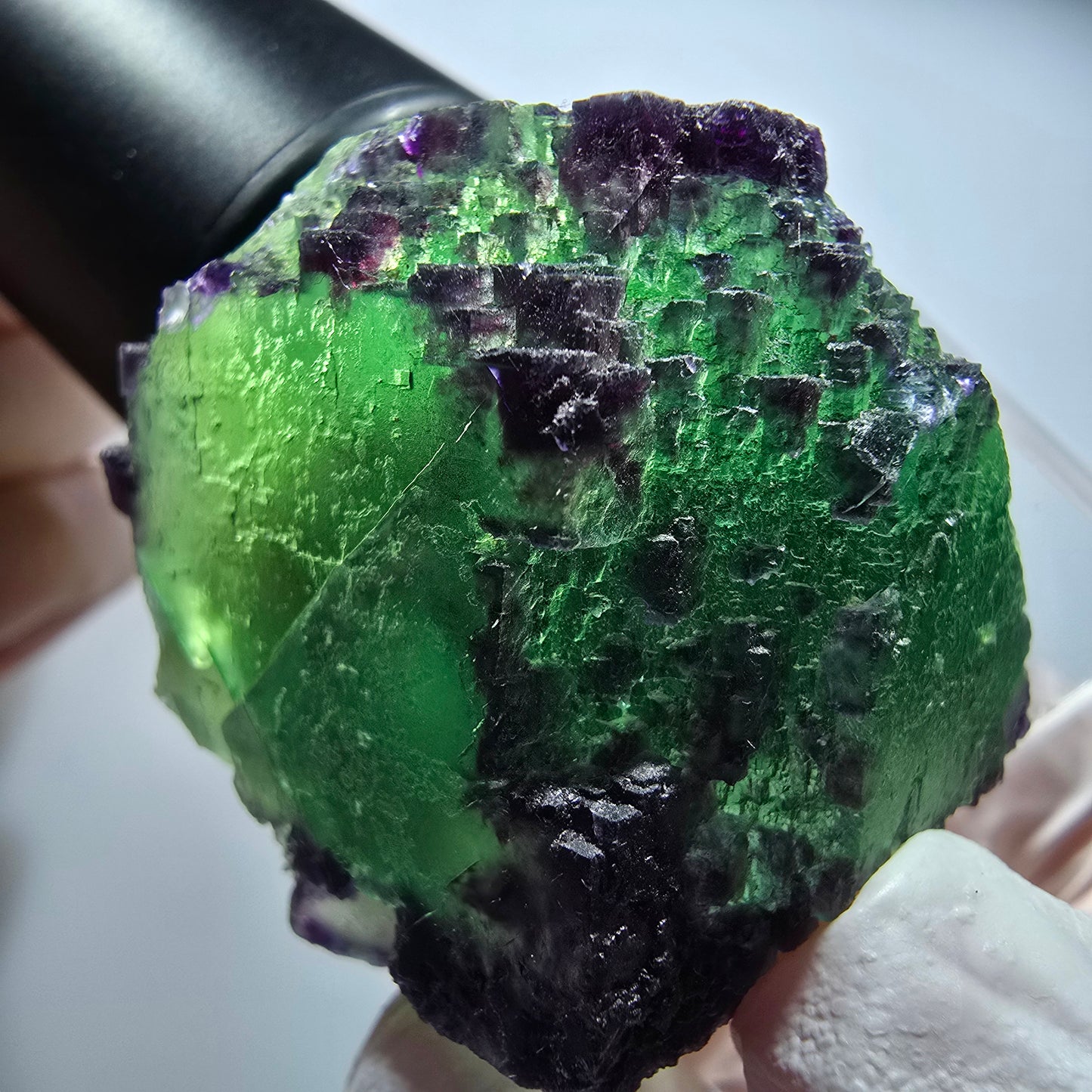 Seltene Phantom Fluorit Würfel Stufe, zonal grün lila Okorusu, Namibia 36*36*34mm #13430