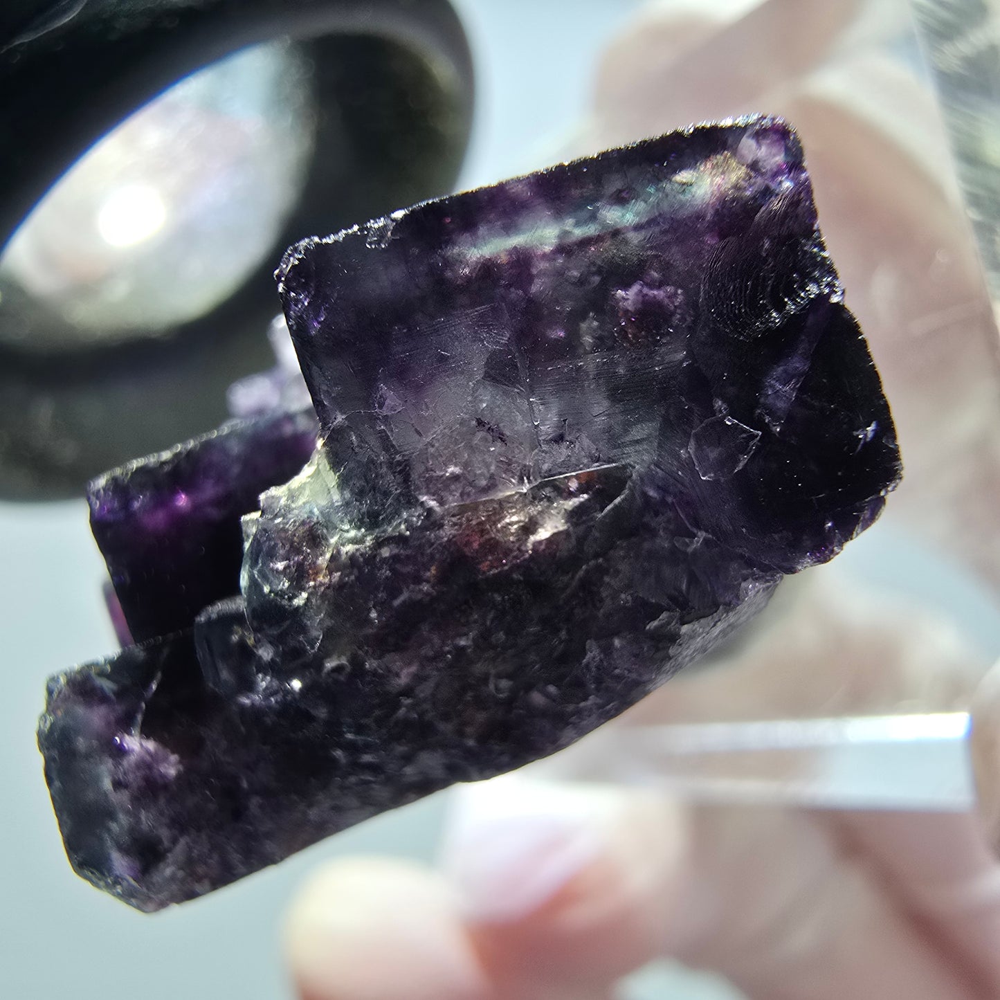 Seltene Phantom Fluorit Würfel Stufe, grün lila Okorusu, Namibia 23*21*16mm #13439