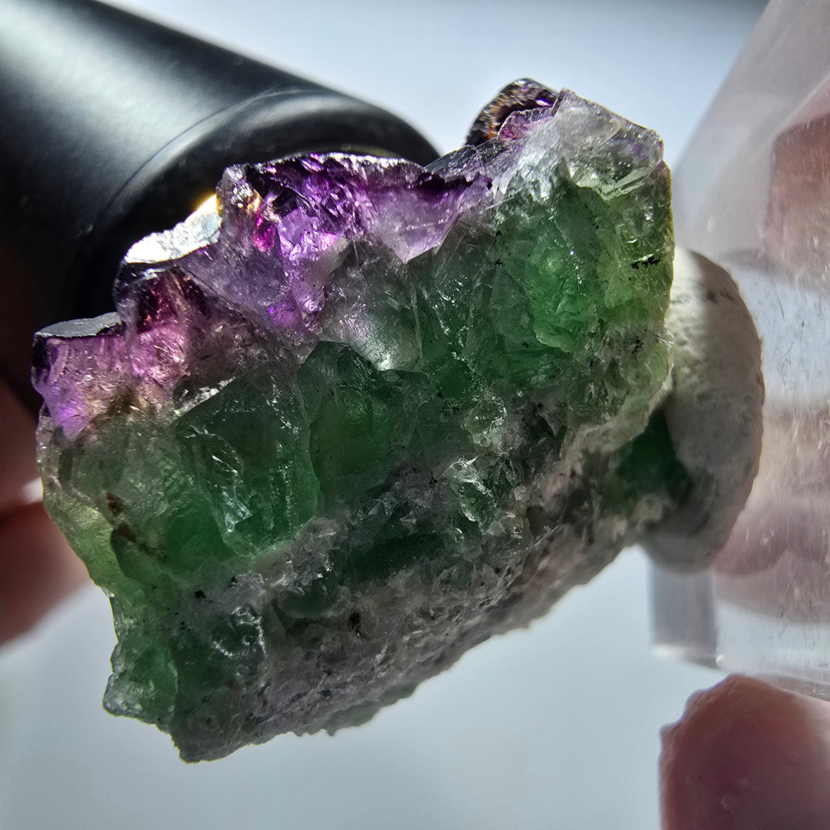 Rare fluorine fantôme en cubes, vert et violet, Okorusu, Namibie 39*28*20mm #13444