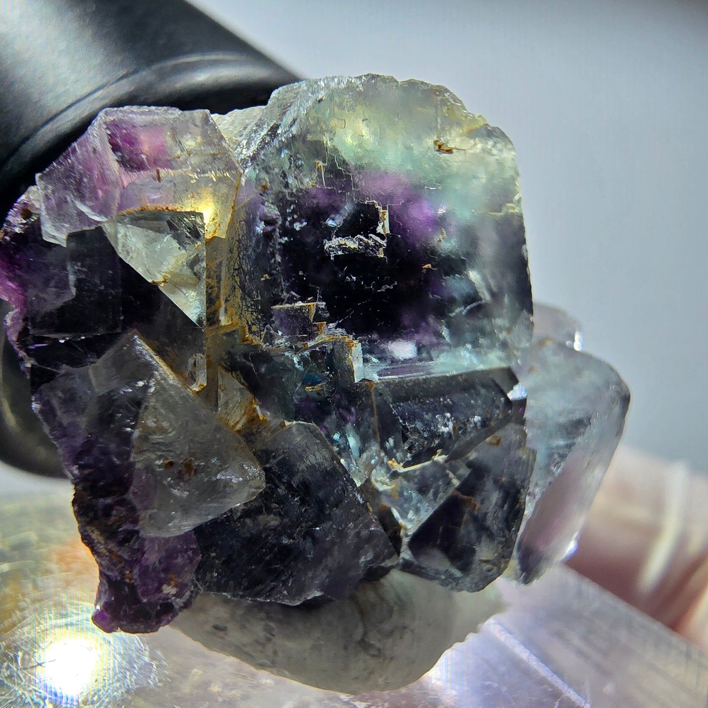 Seltene Phantom Fluorit Würfel Stufe, grün lila Okorusu, Namibia 28*23*16mm #13445