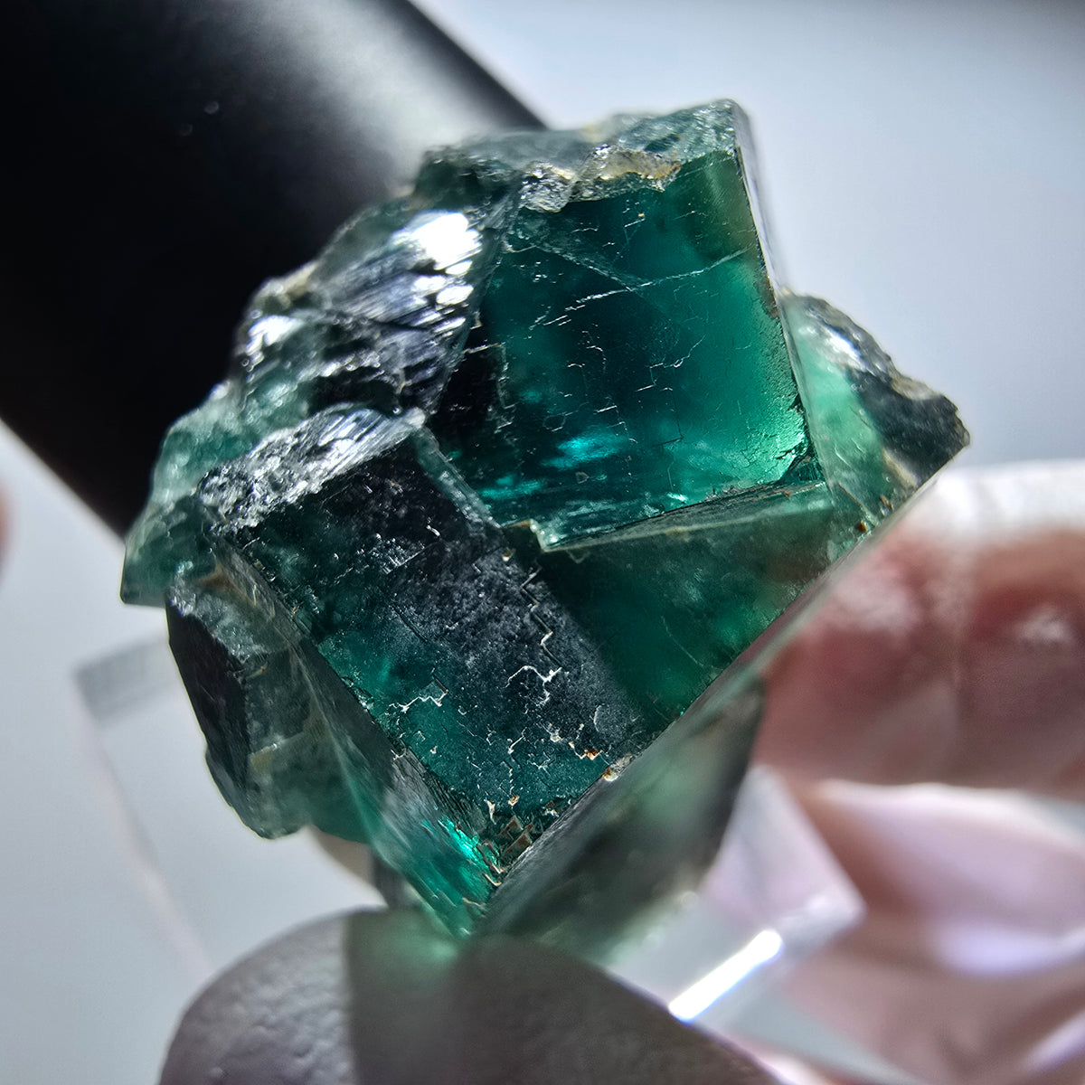 Spécimen de Fluorite cubique fantôme rare, vert Okorusu, Namibie 35*26*22mm #13449